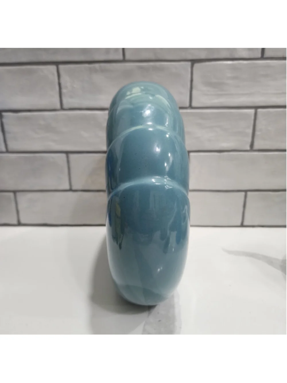 Royal Haeger 4362 Turquoise Sculptural Art Pottery Vase 1984 Swirl USA 8.5